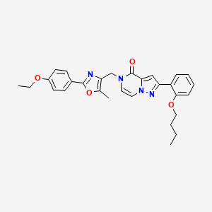 2-(2-butoxyphenyl)-5-{[2-(4-ethoxyphenyl)-5-methyl-1,3-oxazol-4-yl]methyl}-4H,5H-pyrazolo[1,5-a]pyrazin-4-one - 1358757-92-2