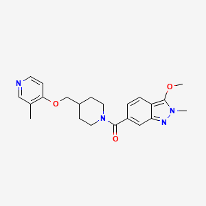 3-methoxy-2-methyl-6-(4-{[(3-methylpyridin-4-yl)oxy]methyl}piperidine-1-carbonyl)-2H-indazole - 2640836-71-9