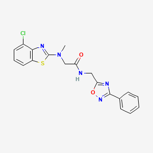 2-[(4-chloro-1,3-benzothiazol-2-yl)(methyl)amino]-N-[(3-phenyl-1,2,4-oxadiazol-5-yl)methyl]acetamide - 1396876-28-0