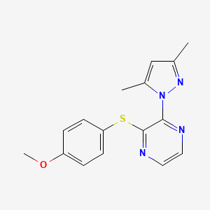 2-(3,5-dimethyl-1H-pyrazol-1-yl)-3-[(4-methoxyphenyl)sulfanyl]pyrazine - 2549051-72-9