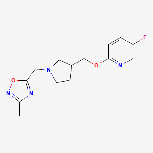 5-fluoro-2-({1-[(3-methyl-1,2,4-oxadiazol-5-yl)methyl]pyrrolidin-3-yl}methoxy)pyridine - 2640881-94-1