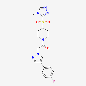 2-[4-(4-fluorophenyl)-1H-pyrazol-1-yl]-1-{4-[(4-methyl-4H-1,2,4-triazol-3-yl)sulfonyl]piperidin-1-yl}ethan-1-one - 1448068-96-9
