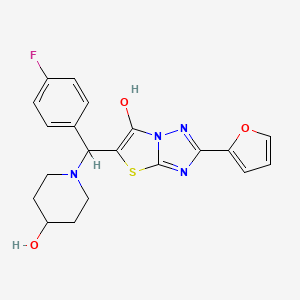 1-[(4-fluorophenyl)[2-(furan-2-yl)-6-hydroxy-[1,2,4]triazolo[3,2-b][1,3]thiazol-5-yl]methyl]piperidin-4-ol - 887222-30-2