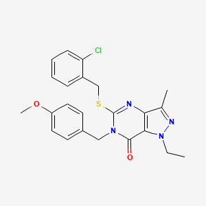 5-{[(2-chlorophenyl)methyl]sulfanyl}-1-ethyl-6-[(4-methoxyphenyl)methyl]-3-methyl-1H,6H,7H-pyrazolo[4,3-d]pyrimidin-7-one - 1358947-59-7