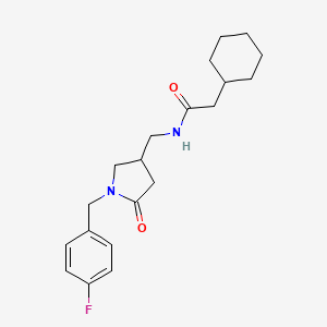 2-cyclohexyl-N-({1-[(4-fluorophenyl)methyl]-5-oxopyrrolidin-3-yl}methyl)acetamide - 954653-66-8