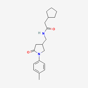 2-cyclopentyl-N-{[1-(4-methylphenyl)-5-oxopyrrolidin-3-yl]methyl}acetamide - 954622-40-3