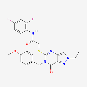 N-(2,4-difluorophenyl)-2-({2-ethyl-6-[(4-methoxyphenyl)methyl]-7-oxo-2H,6H,7H-pyrazolo[4,3-d]pyrimidin-5-yl}sulfanyl)acetamide - 932339-33-8