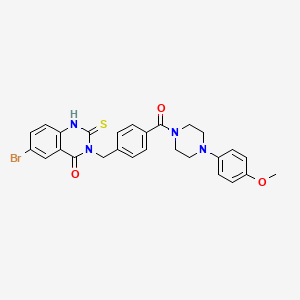 6-bromo-3-({4-[4-(4-methoxyphenyl)piperazine-1-carbonyl]phenyl}methyl)-2-sulfanylidene-1,2,3,4-tetrahydroquinazolin-4-one - 422287-51-2