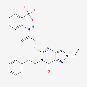 2-{[2-ethyl-7-oxo-6-(2-phenylethyl)-2H,6H,7H-pyrazolo[4,3-d]pyrimidin-5-yl]sulfanyl}-N-[2-(trifluoromethyl)phenyl]acetamide - 931722-59-7