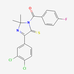 4-(3,4-dichlorophenyl)-1-(4-fluorobenzoyl)-2,2-dimethyl-2,5-dihydro-1H-imidazole-5-thione - 899933-05-2