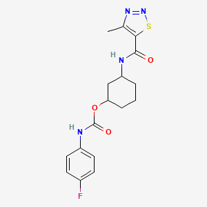 3-(4-methyl-1,2,3-thiadiazole-5-amido)cyclohexyl N-(4-fluorophenyl)carbamate - 1351646-75-7