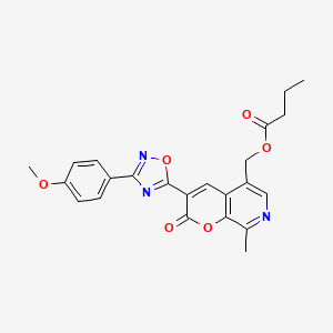 {3-[3-(4-methoxyphenyl)-1,2,4-oxadiazol-5-yl]-8-methyl-2-oxo-2H-pyrano[2,3-c]pyridin-5-yl}methyl butanoate - 931334-68-8