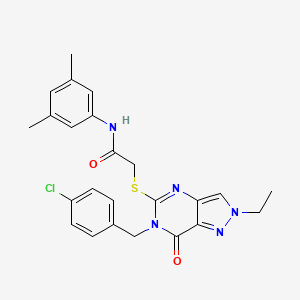 2-({6-[(4-chlorophenyl)methyl]-2-ethyl-7-oxo-2H,6H,7H-pyrazolo[4,3-d]pyrimidin-5-yl}sulfanyl)-N-(3,5-dimethylphenyl)acetamide - 932495-84-6