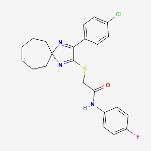 2-{[3-(4-chlorophenyl)-1,4-diazaspiro[4.6]undeca-1,3-dien-2-yl]sulfanyl}-N-(4-fluorophenyl)acetamide - 899905-41-0