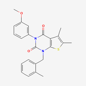 3-(3-methoxyphenyl)-5,6-dimethyl-1-[(2-methylphenyl)methyl]-1H,2H,3H,4H-thieno[2,3-d]pyrimidine-2,4-dione - 899928-57-5