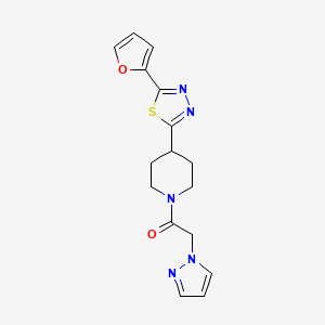 1-{4-[5-(furan-2-yl)-1,3,4-thiadiazol-2-yl]piperidin-1-yl}-2-(1H-pyrazol-1-yl)ethan-1-one - 1396807-48-9