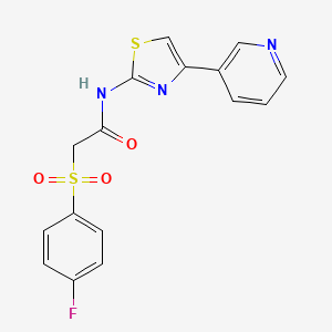 2-(4-fluorobenzenesulfonyl)-N-[4-(pyridin-3-yl)-1,3-thiazol-2-yl]acetamide - 895470-40-3