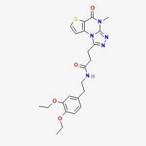 N-[2-(3,4-diethoxyphenyl)ethyl]-3-{8-methyl-7-oxo-5-thia-1,8,10,11-tetraazatricyclo[7.3.0.0^{2,6}]dodeca-2(6),3,9,11-tetraen-12-yl}propanamide - 892281-21-9