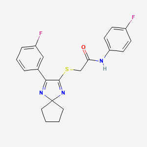 N-(4-fluorophenyl)-2-{[3-(3-fluorophenyl)-1,4-diazaspiro[4.4]nona-1,3-dien-2-yl]sulfanyl}acetamide - 899905-33-0