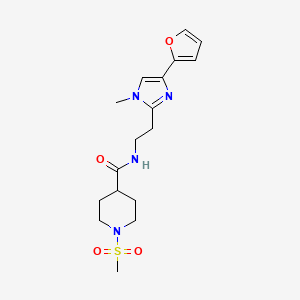 N-{2-[4-(furan-2-yl)-1-methyl-1H-imidazol-2-yl]ethyl}-1-methanesulfonylpiperidine-4-carboxamide - 1421499-92-4