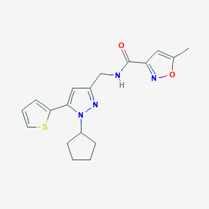 N-{[1-cyclopentyl-5-(thiophen-2-yl)-1H-pyrazol-3-yl]methyl}-5-methyl-1,2-oxazole-3-carboxamide - 1421500-95-9