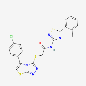 2-{[5-(4-chlorophenyl)-[1,2,4]triazolo[3,4-b][1,3]thiazol-3-yl]sulfanyl}-N-[5-(2-methylphenyl)-1,2,4-thiadiazol-3-yl]acetamide - 892224-52-1