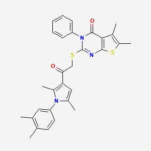 2-({2-[1-(3,4-dimethylphenyl)-2,5-dimethyl-1H-pyrrol-3-yl]-2-oxoethyl}sulfanyl)-5,6-dimethyl-3-phenyl-3H,4H-thieno[2,3-d]pyrimidin-4-one - 670270-32-3