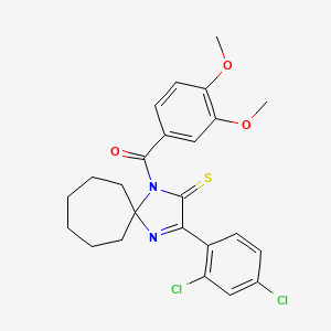 3-(2,4-dichlorophenyl)-1-(3,4-dimethoxybenzoyl)-1,4-diazaspiro[4.6]undec-3-ene-2-thione - 899911-18-3