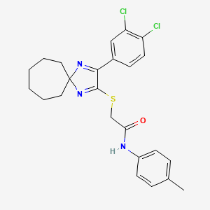2-{[3-(3,4-dichlorophenyl)-1,4-diazaspiro[4.6]undeca-1,3-dien-2-yl]sulfanyl}-N-(4-methylphenyl)acetamide - 899931-77-2