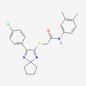 2-{[3-(4-chlorophenyl)-1,4-diazaspiro[4.4]nona-1,3-dien-2-yl]sulfanyl}-N-(3,4-dimethylphenyl)acetamide - 899906-34-4