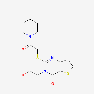 3-(2-methoxyethyl)-2-{[2-(4-methylpiperidin-1-yl)-2-oxoethyl]sulfanyl}-3H,4H,6H,7H-thieno[3,2-d]pyrimidin-4-one - 893370-78-0