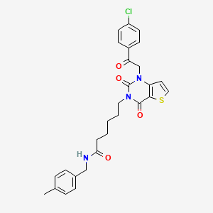 6-{1-[2-(4-chlorophenyl)-2-oxoethyl]-2,4-dioxo-1H,2H,3H,4H-thieno[3,2-d]pyrimidin-3-yl}-N-[(4-methylphenyl)methyl]hexanamide - 899907-61-0
