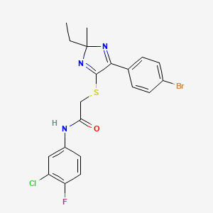 2-{[5-(4-bromophenyl)-2-ethyl-2-methyl-2H-imidazol-4-yl]sulfanyl}-N-(3-chloro-4-fluorophenyl)acetamide - 899932-85-5