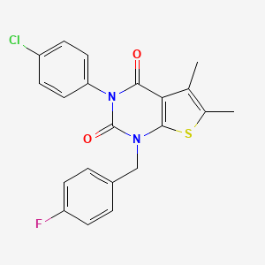 3-(4-chlorophenyl)-1-[(4-fluorophenyl)methyl]-5,6-dimethyl-1H,2H,3H,4H-thieno[2,3-d]pyrimidine-2,4-dione - 687580-88-7