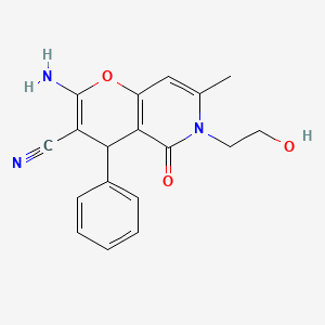 2-amino-6-(2-hydroxyethyl)-7-methyl-5-oxo-4-phenyl-4H,5H,6H-pyrano[3,2-c]pyridine-3-carbonitrile - 884215-59-2