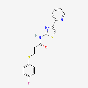 3-[(4-fluorophenyl)sulfanyl]-N-[4-(pyridin-2-yl)-1,3-thiazol-2-yl]propanamide - 896354-10-2