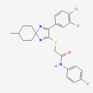 2-{[3-(3,4-dichlorophenyl)-8-methyl-1,4-diazaspiro[4.5]deca-1,3-dien-2-yl]sulfanyl}-N-(4-fluorophenyl)acetamide - 899913-83-8