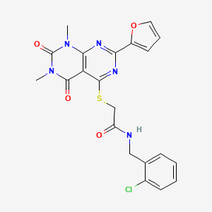 N-[(2-chlorophenyl)methyl]-2-{[2-(furan-2-yl)-6,8-dimethyl-5,7-dioxo-5H,6H,7H,8H-[1,3]diazino[4,5-d]pyrimidin-4-yl]sulfanyl}acetamide - 863003-68-3