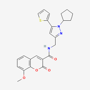 N-{[1-cyclopentyl-5-(thiophen-2-yl)-1H-pyrazol-3-yl]methyl}-8-methoxy-2-oxo-2H-chromene-3-carboxamide - 1421506-94-6