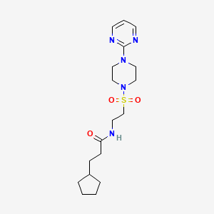 3-cyclopentyl-N-(2-{[4-(pyrimidin-2-yl)piperazin-1-yl]sulfonyl}ethyl)propanamide - 946224-50-6