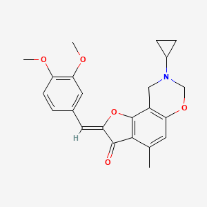 (4Z)-12-cyclopropyl-4-[(3,4-dimethoxyphenyl)methylidene]-7-methyl-3,10-dioxa-12-azatricyclo[7.4.0.0^{2,6}]trideca-1(9),2(6),7-trien-5-one - 946235-67-2