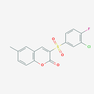3-(3-chloro-4-fluorobenzenesulfonyl)-6-methyl-2H-chromen-2-one - 950259-18-4