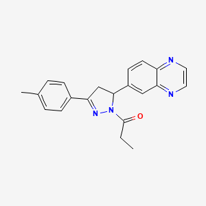 1-[3-(4-methylphenyl)-5-(quinoxalin-6-yl)-4,5-dihydro-1H-pyrazol-1-yl]propan-1-one - 1010900-63-6