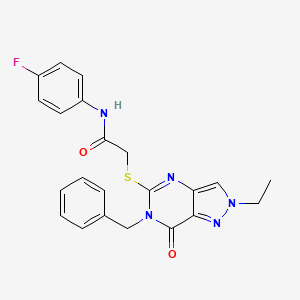 2-({6-benzyl-2-ethyl-7-oxo-2H,6H,7H-pyrazolo[4,3-d]pyrimidin-5-yl}sulfanyl)-N-(4-fluorophenyl)acetamide - 932496-64-5