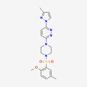 3-[4-(2-methoxy-5-methylbenzenesulfonyl)piperazin-1-yl]-6-(3-methyl-1H-pyrazol-1-yl)pyridazine - 1019104-02-9