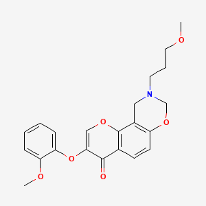 3-(2-methoxyphenoxy)-9-(3-methoxypropyl)-9,10-dihydrochromeno[8,7-e][1,3]oxazin-4(8H)-one - 946293-62-5
