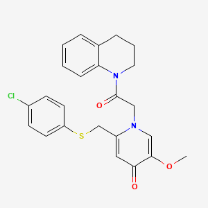 2-{[(4-chlorophenyl)sulfanyl]methyl}-5-methoxy-1-[2-oxo-2-(1,2,3,4-tetrahydroquinolin-1-yl)ethyl]-1,4-dihydropyridin-4-one - 946343-84-6