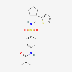 2-methyl-N-[4-({[1-(thiophen-2-yl)cyclopentyl]methyl}sulfamoyl)phenyl]propanamide - 1058249-66-3