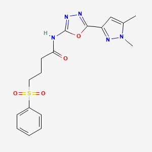 4-(benzenesulfonyl)-N-[5-(1,5-dimethyl-1H-pyrazol-3-yl)-1,3,4-oxadiazol-2-yl]butanamide - 1019102-24-9