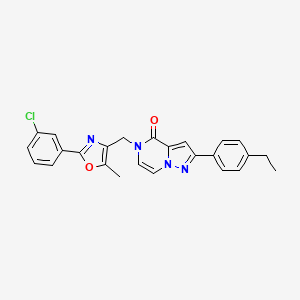 5-{[2-(3-chlorophenyl)-5-methyl-1,3-oxazol-4-yl]methyl}-2-(4-ethylphenyl)-4H,5H-pyrazolo[1,5-a]pyrazin-4-one - 1040674-46-1